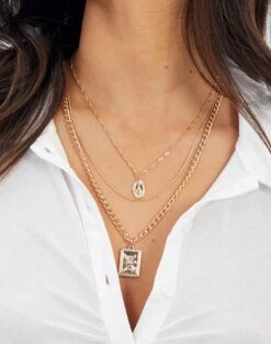 Maxi Lace Dress -Glassons 3 chain necklace pack gold front je52156nl