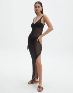 Sheer Metallic Maxi Dress -Glassons anastasia glam dress black detail kd127891knt