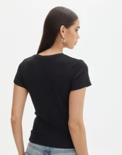 Ribbed Crew Neck Tee 24 Ribbed Crew Neck Tee -Glassons angeles rib baby t shirt black back ts119559ocot