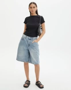 Ribbed Crew Neck Tee 23 Ribbed Crew Neck Tee -Glassons angeles rib baby t shirt black full ts119559ocot