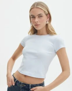 Ribbed Crew Neck Tee 38 Ribbed Crew Neck Tee -Glassons angeles rib baby t shirt break the ice front ts119559ocot