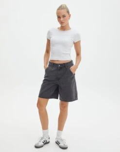 Ribbed Crew Neck Tee 28 Ribbed Crew Neck Tee -Glassons angeles rib baby t shirt snow marle full ts119559ocot