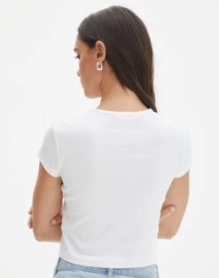 Ribbed Crew Neck Tee 35 Ribbed Crew Neck Tee -Glassons angeles rib baby t shirt white back ts119559ocot