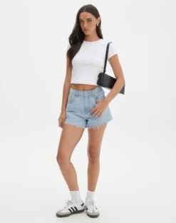 Ribbed Crew Neck Tee 33 Ribbed Crew Neck Tee -Glassons angeles rib baby t shirt white full ts119559ocot