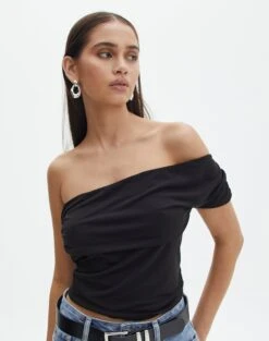 Satin Maxi Skirt -Glassons arabella assymetric top black front tv131045pln 1