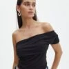 One Shoulder Asymmetric Top -Glassons arabella assymetric top black front tv131045pln