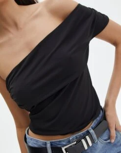 One Shoulder Asymmetric Top -Glassons arabella assymetric top black imageback tv131045pln