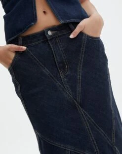 Panelled Denim Maxi Skirt -Glassons arizona midi skirt last rodeo indigo imageback sl91950dnm