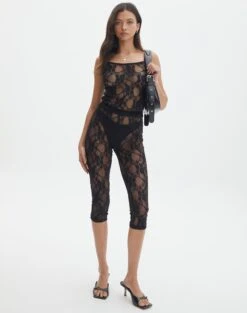 Satin Zip Pocket Cargo Pants -Glassons asta lace pant black front pw131058lac 2