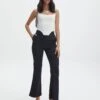 High Waisted Tailored Flare Pants -Glassons bali tailored pant black front pw120212pln