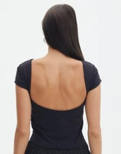Supersoft Backless Short Sleeve Top -Glassons bayley backless top black back ts73693pch