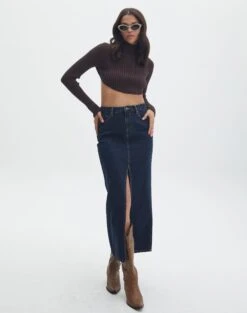 Cropped High Neck Backless Long Sleeve Knit Top -Glassons bearman backless funnel top its soy cute full kl111146knt