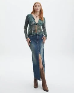 Split Tie Front Print Blouse -Glassons beth tie front chiffon blouse cypress haze full bl111539haz