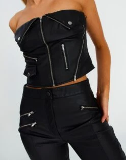 Faux Leather Biker Zip Corset -Glassons bonnie biker corset black imageback bv101361pu