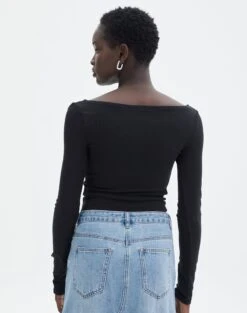 Boat Neck Long Sleeve Top 24 Boat Neck Long Sleeve Top -Glassons bonnie boat neck black back tl93310vis