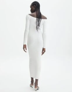 Ribbed Off Shoulder Long Sleeve Maxi Dress -Glassons boston bardot knit dress milk back kd109828rib