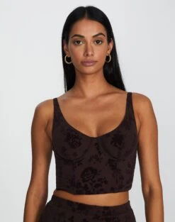 Cut Out Animal Lace Trim Corset -Glassons brooklyn burnout bralette soy blooms front ut109844sbl 1