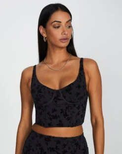 Cut Out Animal Lace Trim Corset -Glassons brooklyn burnout bralette vine burnout front ut109844vbo 1