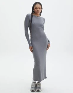 Luxe Lounge Modal Backless Long Sleeve Maxi Dress -Glassons brynn backless longsleeve maxi dress keep your coal back dl92908mod