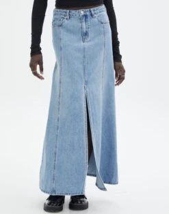 Front Split Denim Maxi Skirt -Glassons california split front denim maxi skirt riley vintage wash detail sl117834dnm