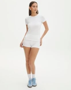 Cotton Fitted Tee -Glassons cancun cotton tee white full ts121963cot