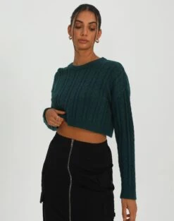 Seamless Cropped Long Sleeve -Glassons capricorn cable knit top ivy league front kl55029knt 1