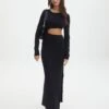 Cut Out Long Sleeve Side Split Maxi Dress -Glassons carden cut out maxi dress black front kd105194knt 5
