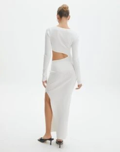 Cut Out Long Sleeve Side Split Maxi Dress -Glassons carden cut out maxi dress milk back kd105194knt