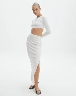 Cut Out Long Sleeve Side Split Maxi Dress -Glassons carden cut out maxi dress milk full kd105194knt