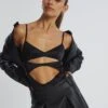 Cut Out Satin Bodysuit -Glassons cartia cut out bodysuit black front tb106803sat 7
