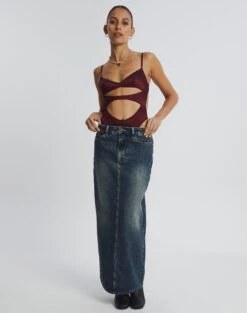 Cut Out Satin Bodysuit -Glassons cartia cut out bodysuit cherry oh full tb106803sat