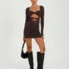 Supersoft Twist Cut Out Long Sleeve Mini Dress -Glassons cartia ls cut out mini its soy cute front ds85940pln