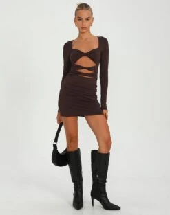 Supersoft Twist Cut Out Long Sleeve Mini Dress
