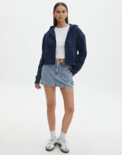Cropped Zip Through Hoodie -Glassons casa cropped zip through hoodie naughtical full tc127015cot