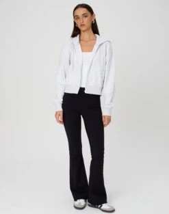 Cropped Zip Through Hoodie -Glassons casa cropped zip through hoodie snow marle full tc127015cot
