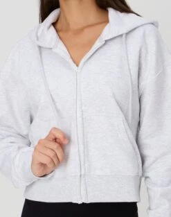 Cropped Zip Through Hoodie -Glassons casa cropped zip through hoodie snow marle imageback tc127015cot