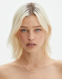 Off Shoulder Flared Long Sleeve Top -Glassons chain link necklace two pack gold front je88402nl 2