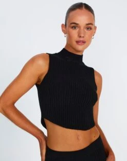 Ribbed Knit Maxi Skirt -Glassons co astor knit black front kv109477knt