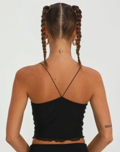 Mesh Cross Back Lettuce Trim Cami -Glassons co cecelia mesh cross tank black back tv92995msh