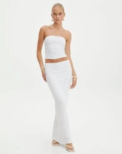 Textured Slim-fit Maxi Skirt -Glassons co ceejay textured maxi skirt white front sl105516tex