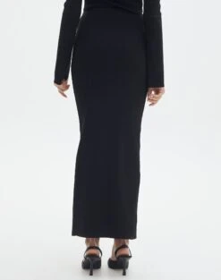 Ribbed Knit Button Side Maxi Skirt -Glassons co darby button down knit midi skirt black back sl109336knt