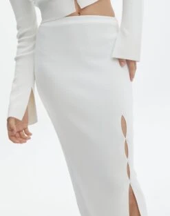 Ribbed Knit Button Side Maxi Skirt -Glassons co darby button down knit midi skirt milk imageback sl109336knt