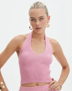 Twist Front Rib Knit Crop Top -Glassons co fabulosa sparklie halter gimme guava front kv143347met
