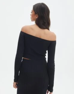 Off Shoulder Flared Long Sleeve Top -Glassons co gigi off shoulder top black back tl127028rib