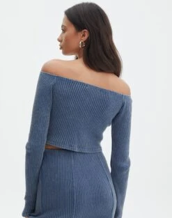 Off Shoulder Long Sleeve Top -Glassons co gigi off shoulder top washed denim back tl127028ribw