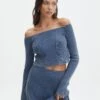 Off Shoulder Long Sleeve Top 1 Off Shoulder Long Sleeve Top -Glassons co gigi off shoulder top washed denim front tl127028ribw