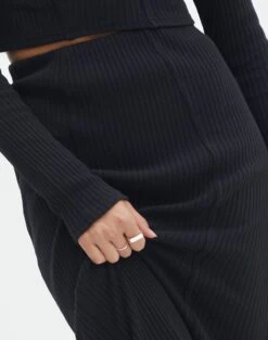 Cotton Panelled Rib Maxi Skirt -Glassons co gigi panelled rib maxi skirt black imageback sl127198rib