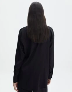 Textured Button Front Shirt -Glassons co gloria textured shirt black back bl127680tex