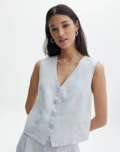 Linen Tailored Vest -Glassons co harley linen vest icecapmilk detail bv128737tcd