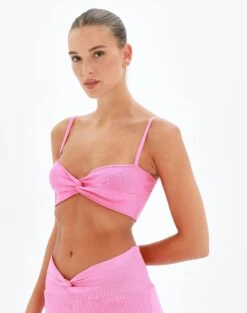 Twist Front Rib Knit Crop Top -Glassons co kina knit pink carnations detail kv55503rib